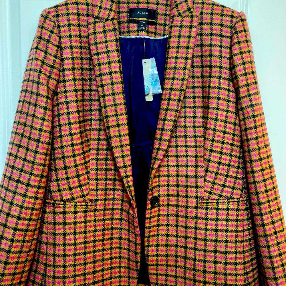 JCrew plaid and corduroy women’s fitted blazer